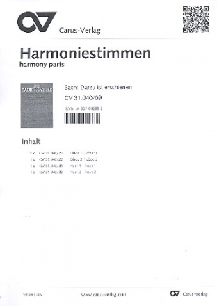 Dazu ist erschienen der Sohn Gottes Kantate Nr.40 BWV40 Harmoniestimmen