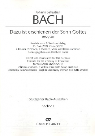 Dazu ist erschienen der Sohn Gottes Kantate Nr.40 BWV40 Violine 1