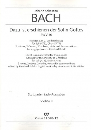 Dazu ist erschienen der Sohn Gottes Kantate Nr.40 BWV40 Violine 2