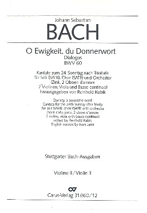 O Ewigkeit, du Donnerwort Kantate Nr.60 BWV60 Violine 2