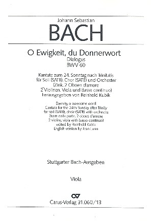 O Ewigkeit, du Donnerwort Kantate Nr.60 BWV60 Viola