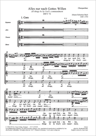 Alles nur nach Gottes Willen Soli SAB, Coro SATB, 2 Ob, Str, Org CH CP