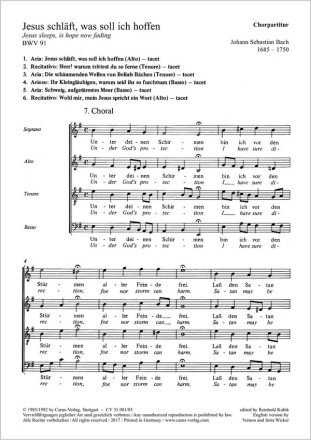 Jesus schlft, was soll ich hoffen Soli ATB, Coro SATB, 2 Blfl f1, 2 Obda, Str, Org CH CP