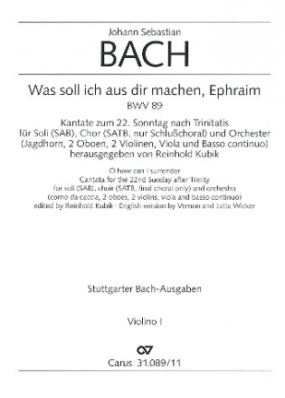 Was soll ich aus dir machen, Ephraim fr Soli (SAB), gem Chor, Orchester und Bc Violine 1