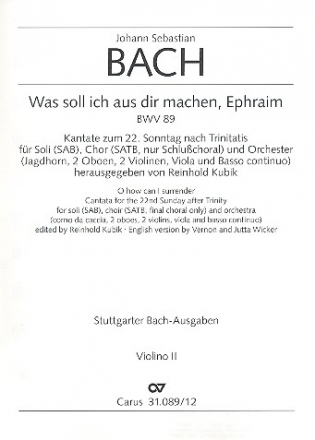 Was soll ich aus dir machen, Ephraim fr Soli (SAB), gem Chor, Orchester und Bc Violine 2