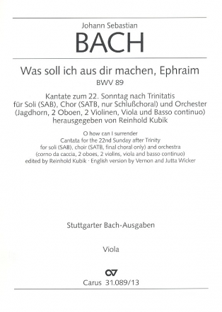 Was soll ich aus dir machen, Ephraim fr Soli (SAB), gem Chor, Orchester und Bc Viola