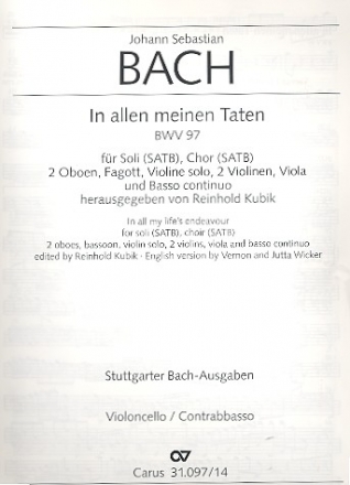 In allen meinen Taten Kantate Nr.97 BWV97 Cello / Ba