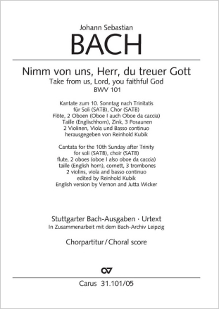 Nimm von uns, Herr, du treuer Gott Soli SATB, Coro SATB, [Cto, 3 Trb], Fl, 2 Ob, Obca (Tl), Vl solo, Str, CH CP