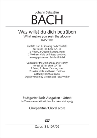 Was willst du dich betrben Soli STB, Coro SATB, [Corca], 2 Fl, 2 Obda, Vl solo, Str, Org CH CP