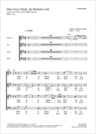 Herr Jesu Christ, du hchstes Gut Soli SATB, Coro SATB, Fl, 2 Ob/2 Obda, Str, Org CH CP