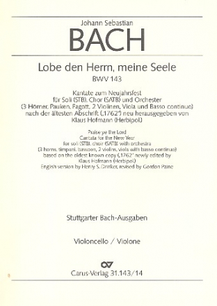 Lobe den Herrn, meine Seele Kantate Nr.143 Nr.143 Violoncello/Kontrabass