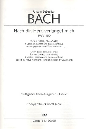 Nach dir Herr verlanget mich Kantate Nr.150 BWV150 Chorpartitur (dt/en)