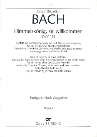 Himmelsknig sei willkommen BWV182 fr Soli, gem Chor und Orchester Violine