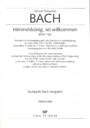 Himmelsknig sei willkommen BWV182 fr Soli, gem Chor und Orchester Viola 2