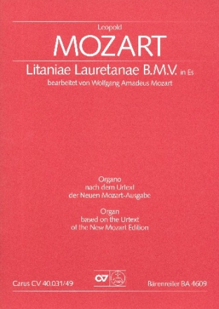 Litaniae Lauretanae Es-Dur B.M.V. fr Soli, gem Chor und Orchester Orgel