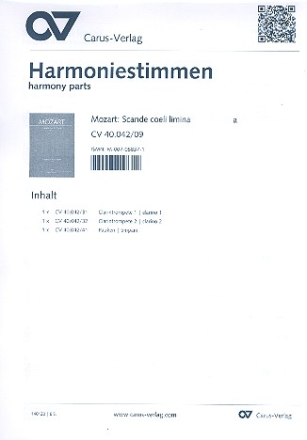 Scande coeli limina KV34 fr Soli, gem Chor und Orchester Harmoniestimmen4,50