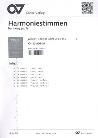 Litaniae Lauretanae B.M.V. D-Dur KV195 fr Soli, gem Chor und Orchester Harmoniestimmen