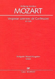 Vesperae solennes de confessore KV339 fr Soli, gem Chor und Orchester Studienpartitur