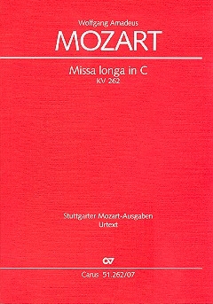 Missa longa in C KV262 fr Soli, gem Chor und Orchester Studienpartitur