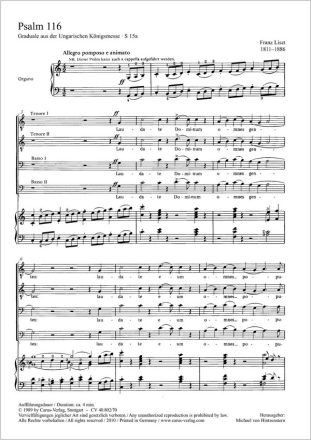 Der 116. Psalm Coro TTBB (SATB), Org P