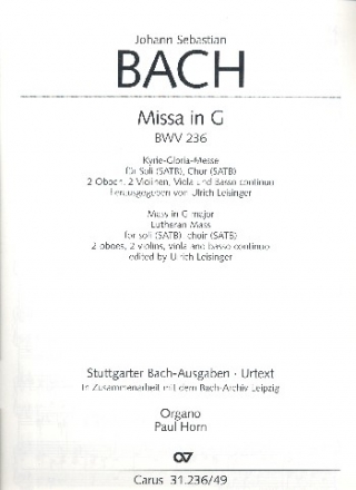 Messe G-Dur BWV236 fr Soli, gem  Chor und Orchester Orgel