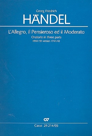 L'allegro, il pensieroso ed il moderato HWV55 fr Soli, gem Chor und Orchester Klavierauszug (dt/en)