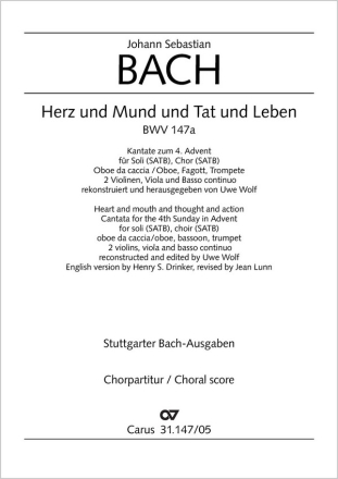 Herz und Mund und Tat und Leben Kantate Nr.147 BWV147a Chorpartitur