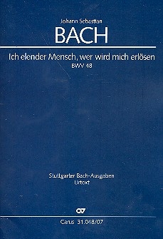 Ich elender Mensch wer wird mich erlsen Kantate Nr.48 BWV48 Studienpartitur (dt/en)