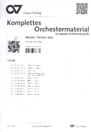 Tochter Zion freue dich fr Soli, gem Chor und Orchester Stimmensatz (Streicher 3-3-2-3)