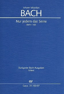 Nur jedem das Seine Kantate Nr.163 BWV163 Studienpartitur (dt/en)