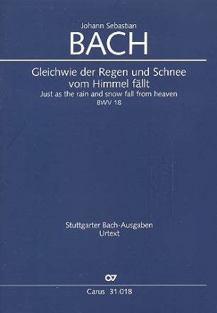 Gleichwie der Regen und Schnee vom Himmel fllt Kantate Nr.18 BWV18 Partitur (en/dt)