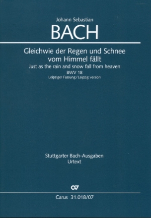 Gleichwie der Regen und Schnee vom Himmel fllt Kantate Nr.18 BWV18 Studienpartitur (en/dt)