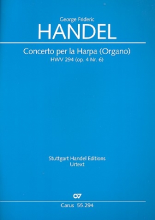 Konzert op.4,6 HWV294 fr Harfe (Orgel) und Orchester Partitur