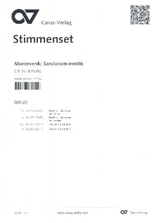 Sanctorum meritis SV277 fr Sopran (Tenor), 2 Violinen und Bc 2 Partituren und Instrumentalstimmen