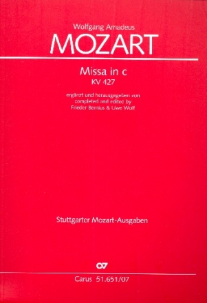 Messe c-Moll KV427 fr Soli, gem Chor und Orchester Studienpartitur