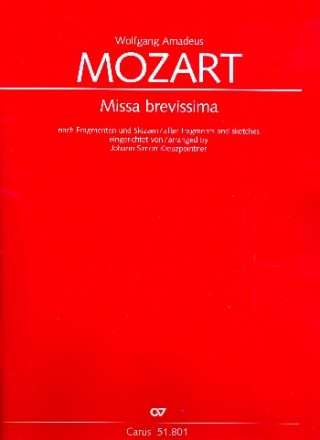 Missa brevissima fr Soli, gem Chor und Orchester Partitur