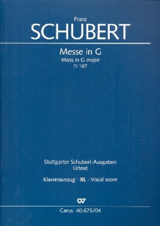 Messe G-Dur D167 fr Soli, gem Chor und Orchester Klavierauszug XL im Grodruck