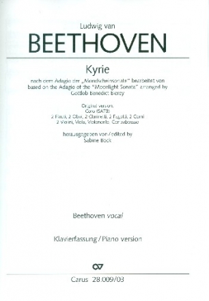 Kyrie nach dem Adagio der Mondscheinsonate op.27,2 (cis-Moll) fr gem Chor und Klavier Partitur/Klavierauszug