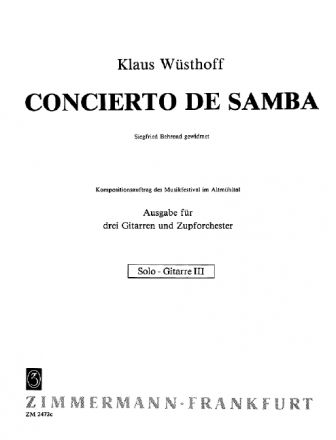 Wsthoff, K., Concierto de Samba fr 3 Gitarren und Zupforchester Gitarre 3