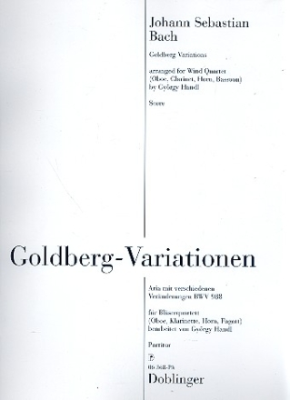 Goldberg-Variationen BWV988 fr Oboe, Klarinette, Horn und Fagott Partitur