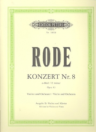 Konzert e-Moll Nr.8 fr Violine und Orchester fr Violine und Klavier