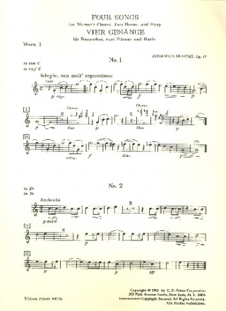 4 Gesnge op.17 fr Frauenchor, 2 Hrner und Harfe Horn 1