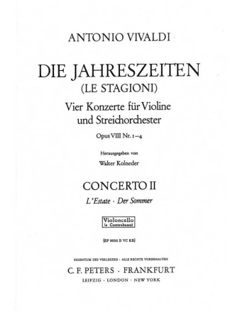 Vivaldi, Antonio, Konzert g-Moll op. 8 Nr. 2 RV 315 Der Sommer fr Violine, Streicher und Basso continuo aus Die vier Jahreszeiten