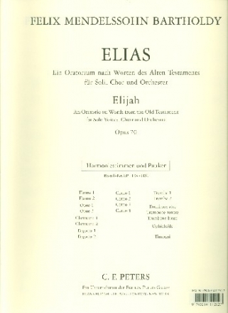 Elias op.70 Oratorium fr Soli, gem Chor und Orchester Harmoniestimmen und Pauken