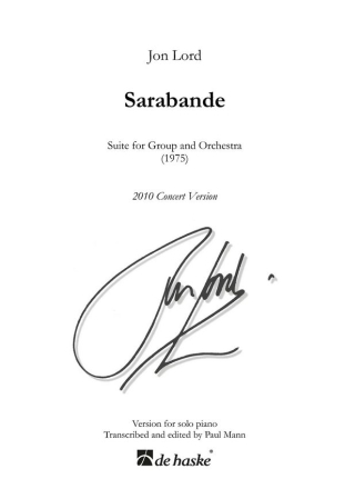 Sarabande (1975) - 2010 Concert Version for group and orchestra version for solo piano