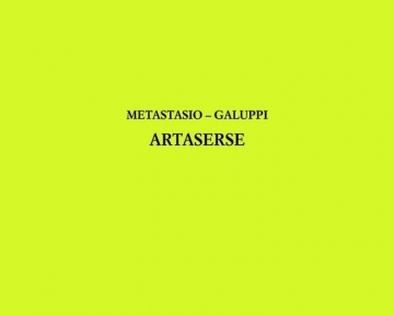 Baldassarre Galuppi_Pietro Metastasio, Artaserse Opera Partitur