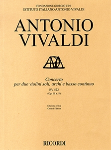 Antonio Vivaldi, Concerto VII, RV 567 (OP. III, N. 7) 4 Violins, 2 Viola, Cello, Bass and BC Stimmen-Set