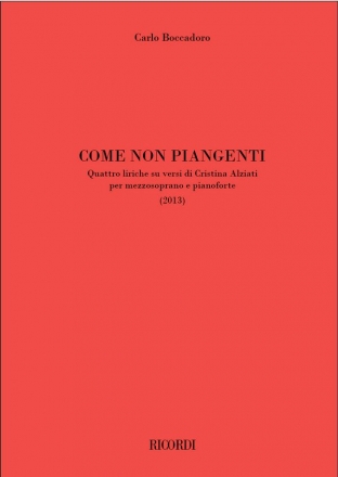 Carlo Boccadoro, Come non piangenti Mezzo Soprano and Piano Buch