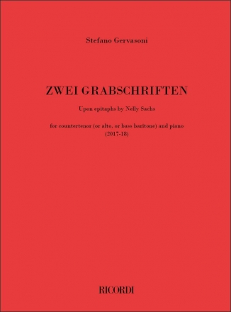 Stefano Gervasoni, Drei Grabschriften Counter Tenor and Piano Buch