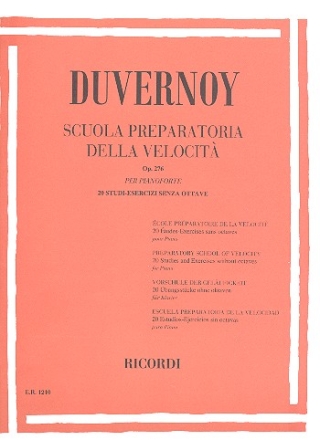 Scuola preparatoria della velocit op.276 20 studi-esercizi senza ottave per pianoforte